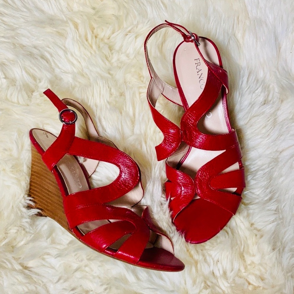 Franco Sarto Leather platform wedge sandals